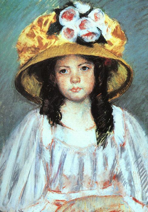 Mary Cassatt Fillette au Grand Chapeau oil painting picture